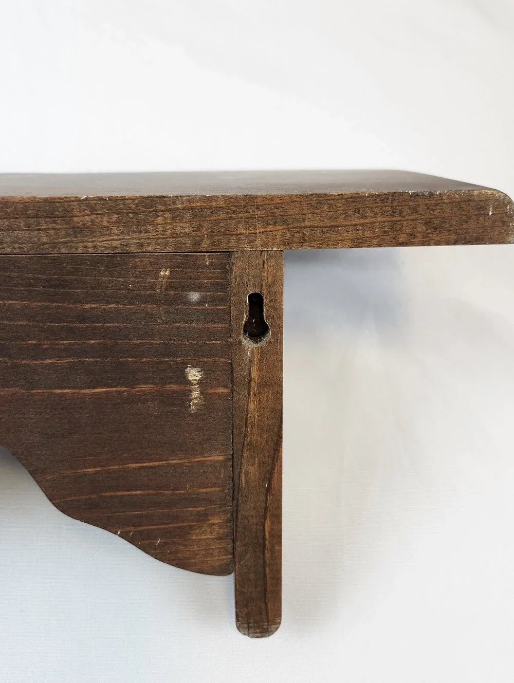 Cottagecore Country Rustic Farmhouse Brown Wood Wall Shelf Heart Cutout  24x6x7